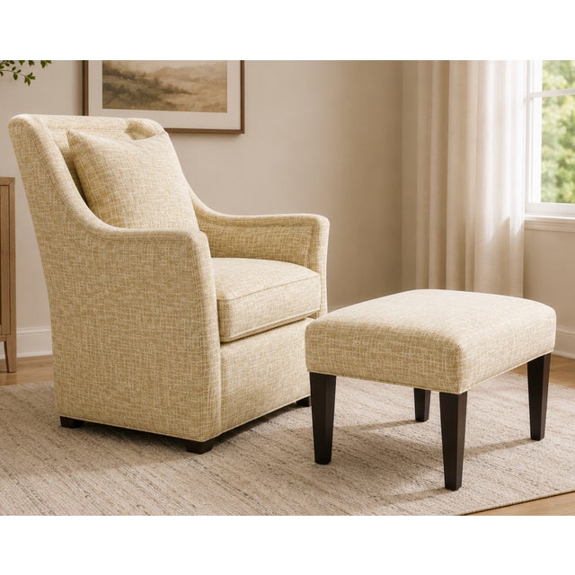 Traditional Cr Laine Wingback Armchair + Ottoman For Sale - Image 3 of 12