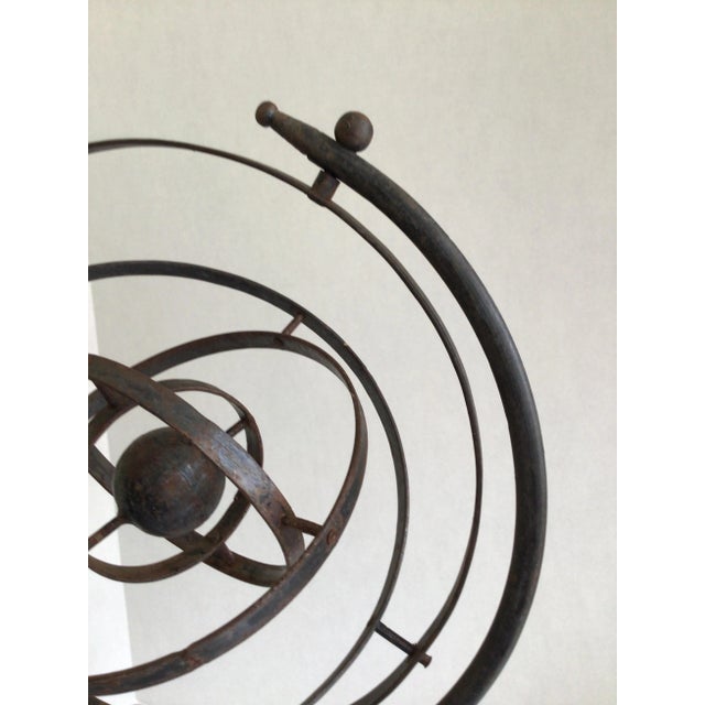 Black 1950s Iron Armillary or Rotating Sphere on Metal Base For Sale - Image 8 of 10
