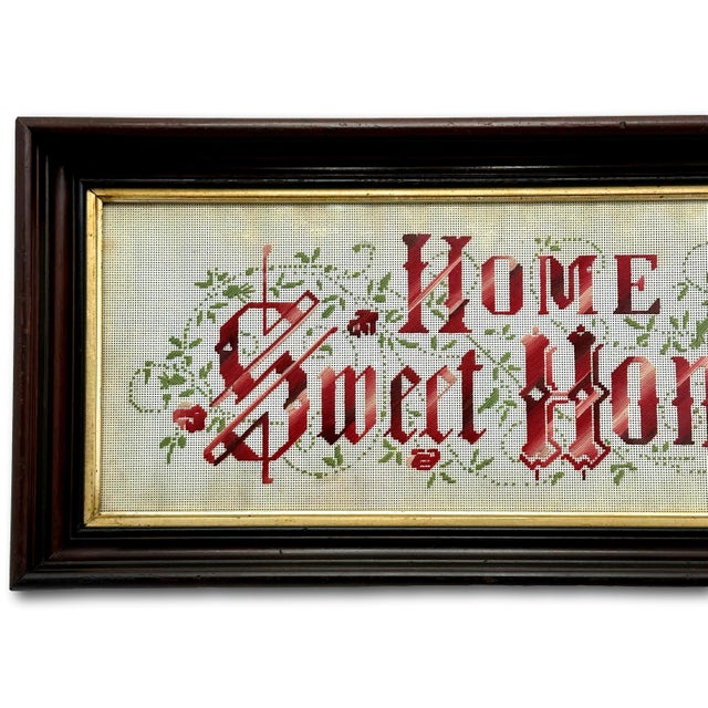 This is Truly a Classic Antique American Late Victorian Period Wall Hanging Framed Parlor Motto. "Home Sweet Home". Circa...