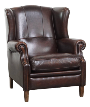 English Style Wing Chair in Cowhide