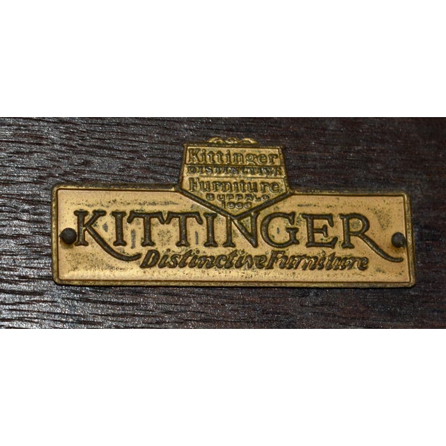 Antique Kittinger Solid Oak Carved Tudor Style Chair W/Pillow For Sale - Image 13 of 13