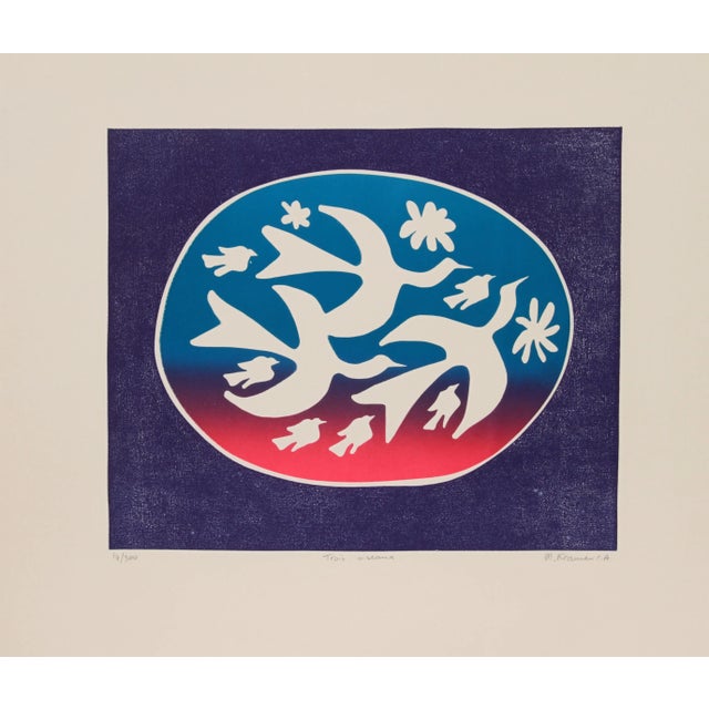 Rustic Mireille Kramer, Trois Oiseaux, Etching For Sale - Image 3 of 3