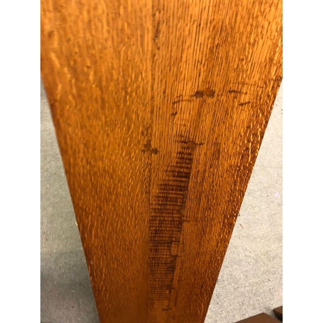 Brown Mid 19th Century Victorian Tiger Oak Heavy Carved Dining Table and 4 Leaves For Sale - Image 8 of 12