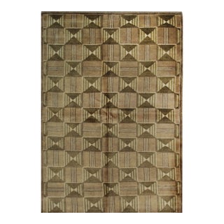 9x12 Sumptuous Giselle Brown Traditional Geometric Hand Knotted Wool Carpet Rug For Sale