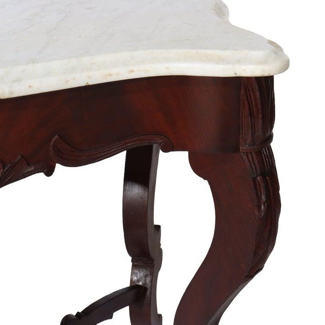 Antique Carved Walnut Marble Turtle Top Table C1890 For Sale - Image 13 of 13
