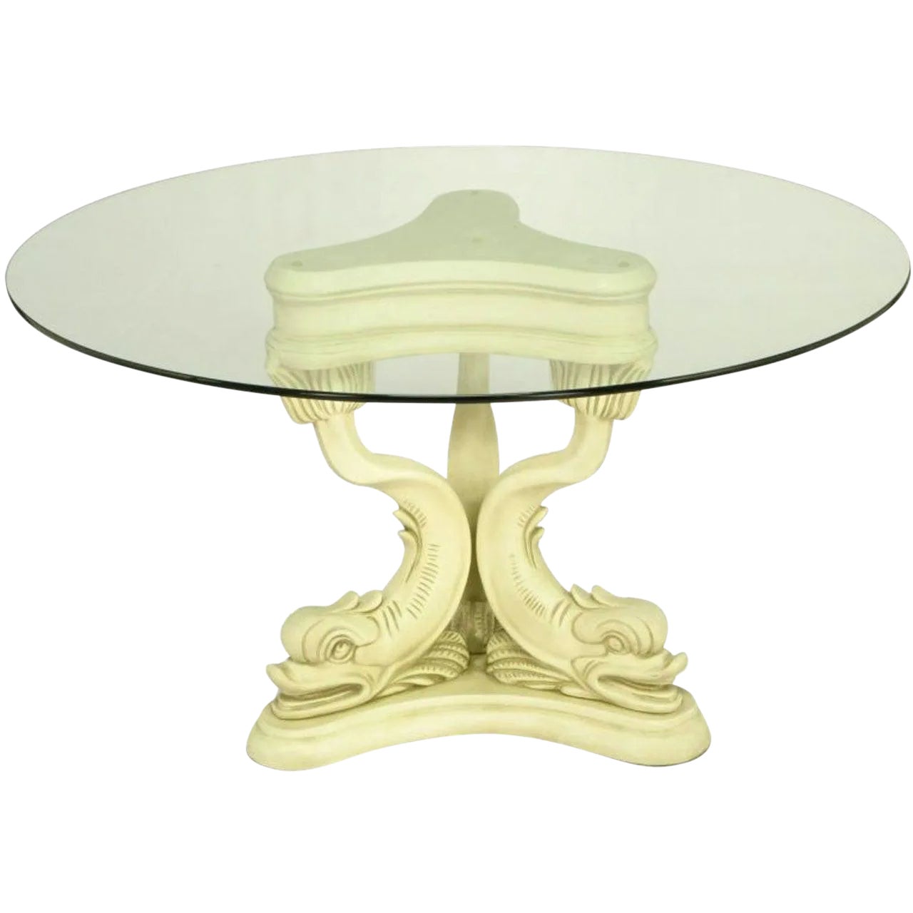 Regency Style Dolphin Dining Table in Glazed Ivory Lacquer Chairish