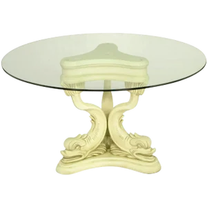 Regency Style Dolphin Dining Table in Glazed Ivory Lacquer