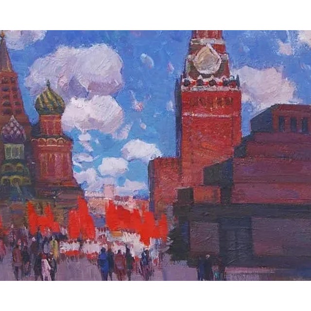 Original Moscow Oil Painting, Red Square, Soviet Art 1984 100-80 For Sale - Image 6 of 6