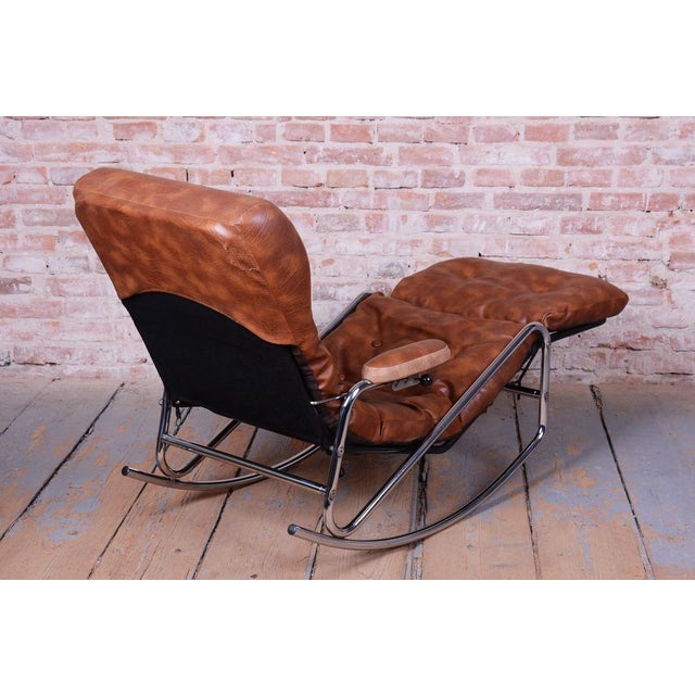 Mid-Century Rocking Reclining Armchair in Chrome by Lama, France, 1960s For Sale - Image 4 of 13