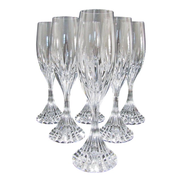 1990s Baccarat Massena Champagne Flutes - Set of Six For Sale