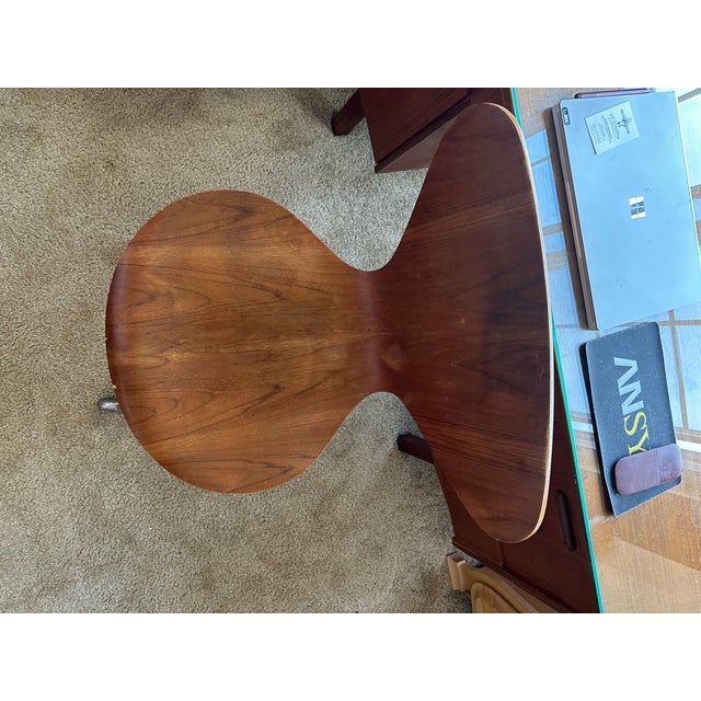 Fritz Hansen 1960s Arne Jacobsen Danish Teak Adjustable-Height Swivel Desk Chair - Original Mid-Century Modern For Sale - Image 4 of 8