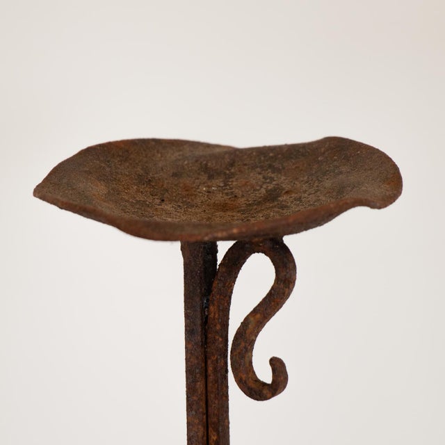 1940s Tall French Iron Candlestick For Sale In Los Angeles - Image 6 of 9