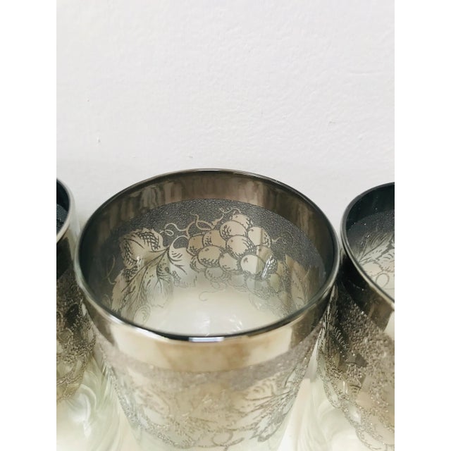 Mid 20th Century Mid-Century Vitreon Queen's Lusterware Etched Silver Long Drink Glasses - Set of 4 For Sale - Image 5 of 6