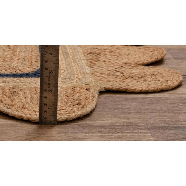 3x5ft. Navy Single Border Braided Jute Scallop Rug For Sale - Image 9 of 10