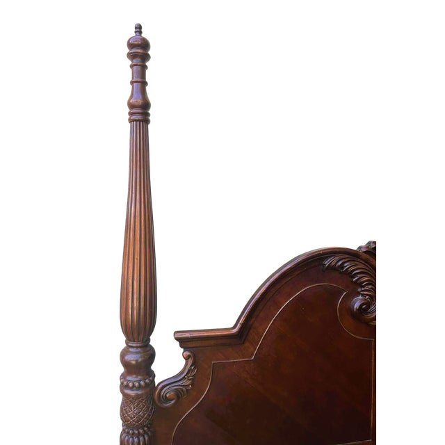 King Size Cherry Wood Four Poster Bed - Vintage Late 20th Century For Sale - Image 4 of 7