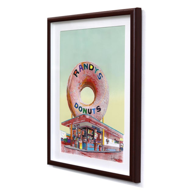 Figurative Giant Donut in Inglewood (Red) - Framed Original Pop Art Still Life Mixed Media Artwork For Sale - Image 3 of 7
