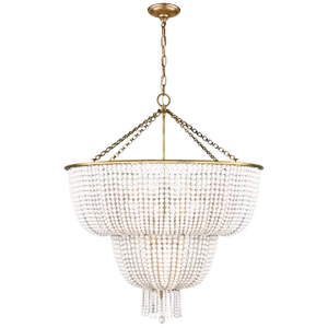 AERIN for Visual Comfort Signature Jacqueline Two-Tier Chandelier in Hand-Rubbed Antique Brass with White Acrylic
