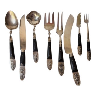 Vintage Siam/Thailand Brass Buddha Serving Utensils - 8 pcs For Sale