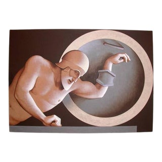 1990s "Fallen Greek Warrior" Realist Acrylic Painting by Lynn Curlee For Sale