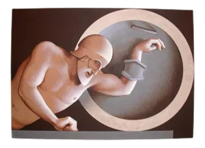 1990s "Fallen Greek Warrior" Realist Acrylic Painting by Lynn Curlee