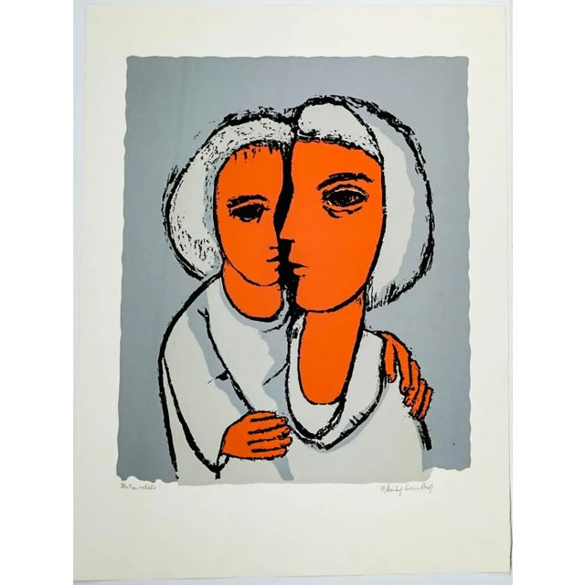 "Siblings" MCM screenprint by Frank Kleinholz (1901-1987). Pencil signed, titled and noted as artist's proof.