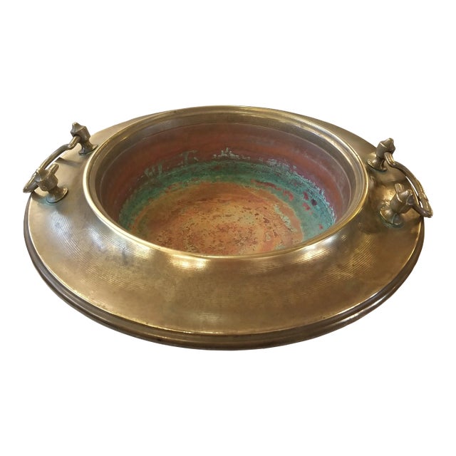 Antique 1910s Asian Brass Hibachi For Sale