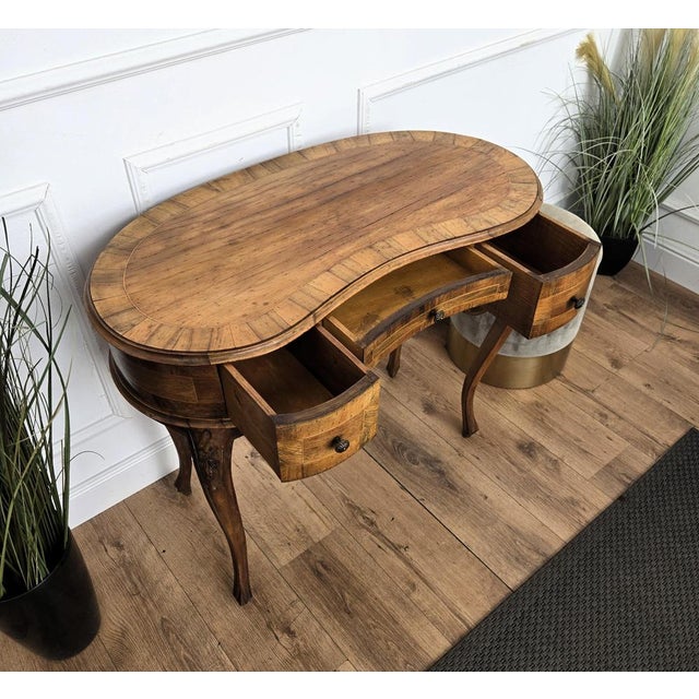 Brown Vintage Italian Kidney Shaped Desk in Walnut, 1940s For Sale - Image 8 of 10