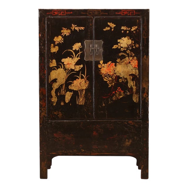 Black Lacquer Shanxi Wedding Cabinet, 1890s For Sale