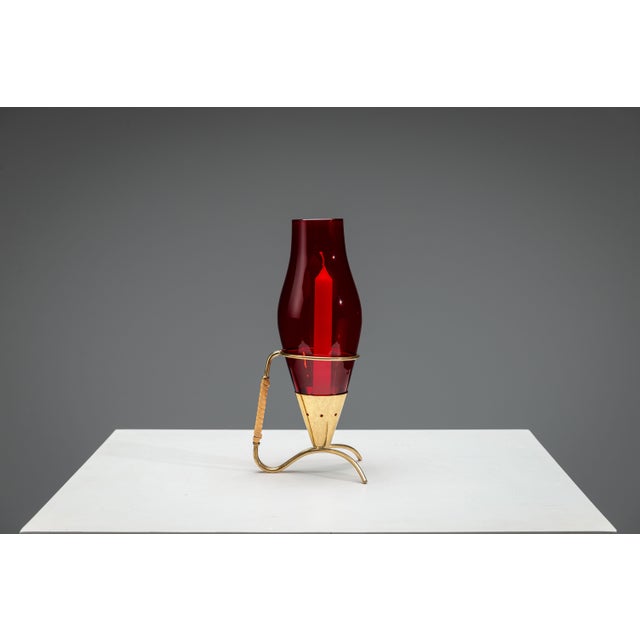 1960s Candleholder in Brass and Glass and Rattan by Gunnar Ander for Ystad Metall, 1960s For Sale - Image 5 of 14