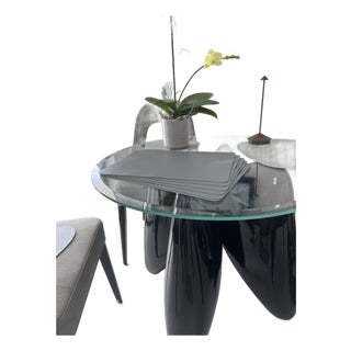 Modern Gray Faux Leather Placemats – Minimalist Table Setting - Set of 6 For Sale