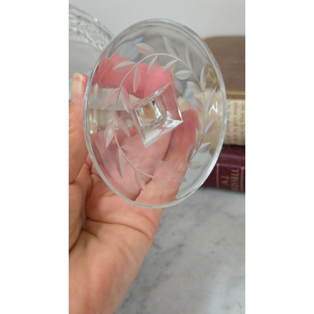 Vintage Cut Glass Star and Leaf Pedestal Compote For Sale - Image 16 of 18