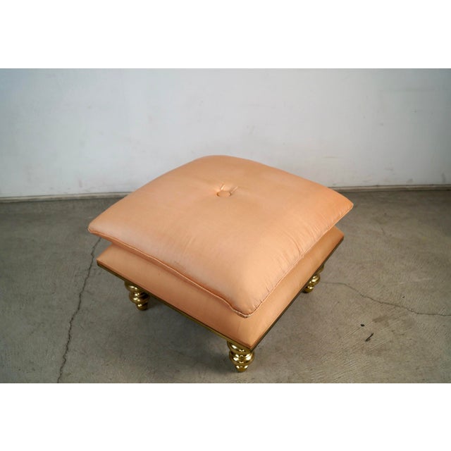 Art Deco 1980’s Hollywood Regency Brass Ottoman / Stool For Sale - Image 3 of 12