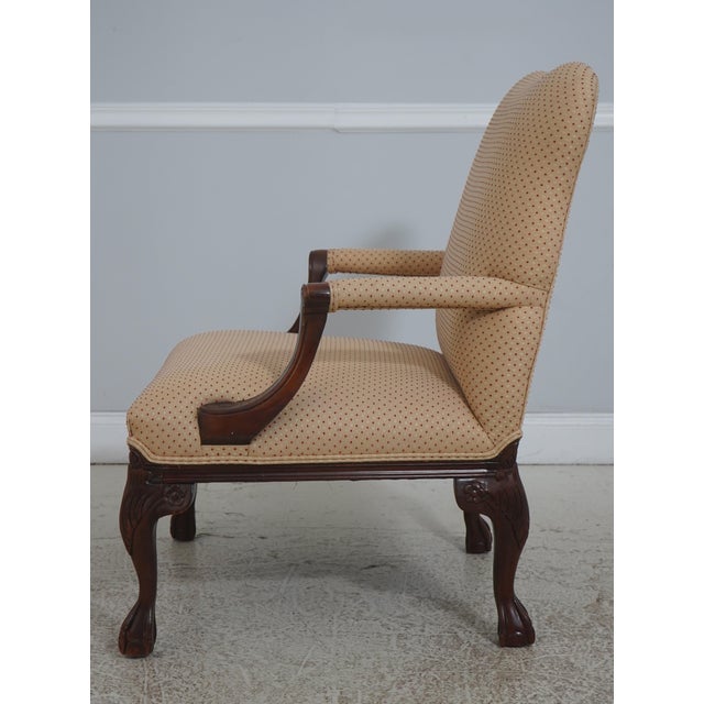 Chippendale Pair Chippendale Ball and Claw Upholstered Library Chairs For Sale - Image 3 of 18