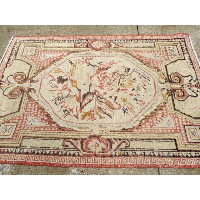Mid 20th Century Galerie Shabab Collection Mid-20th Century Handmade Turkish Ghiordes Throw Rug For Sale - Image 5 of 7