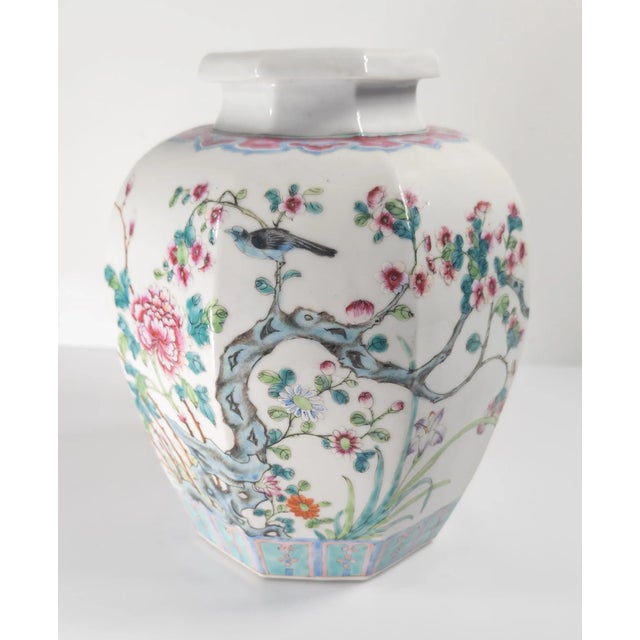 Early 20th Century Chinese Republic Period Famille Rose Faceted Jar or Vase For Sale - Image 4 of 18