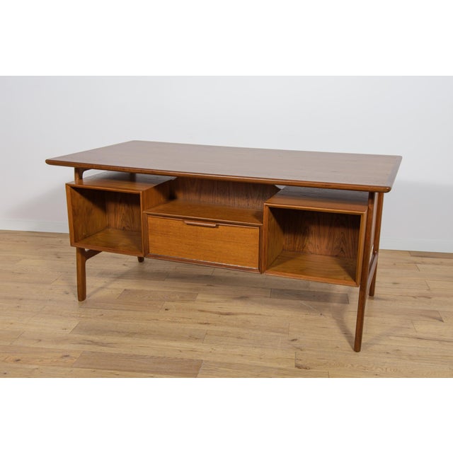 Mid-Century Teak Model 75 Freestanding Desk from Omann Jun, Denmark, 1950s For Sale - Image 4 of 18