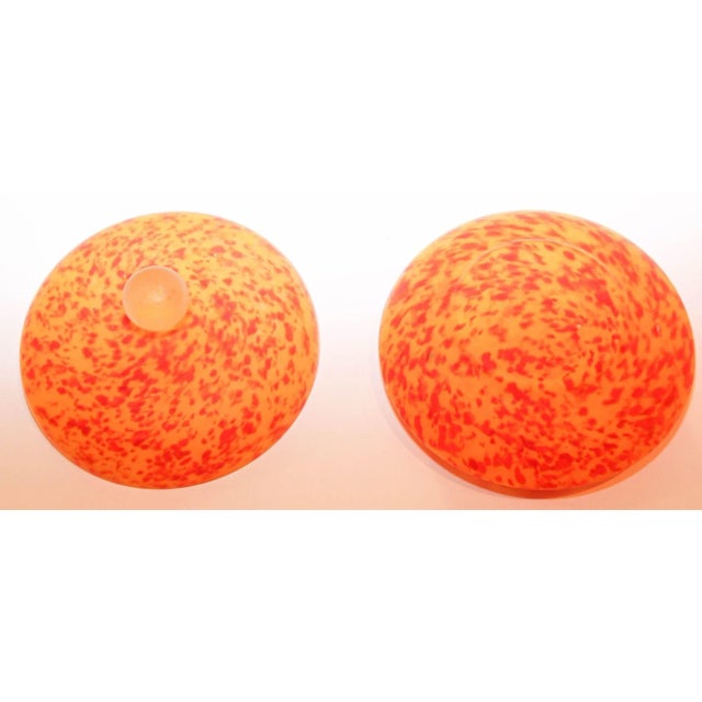 Late 20th Century Vintage Venetian Murano Bright Orange Italian Art Glass Covered Bowl For Sale - Image 5 of 12
