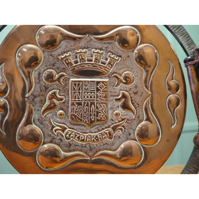 Hand Hammered Basque Copper and Iron Table Gong, 1890 For Sale - Image 6 of 7