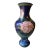 Vintage Large Chinese Cloisonné Blue Vase With Peonies and Bird, 1950s For Sale