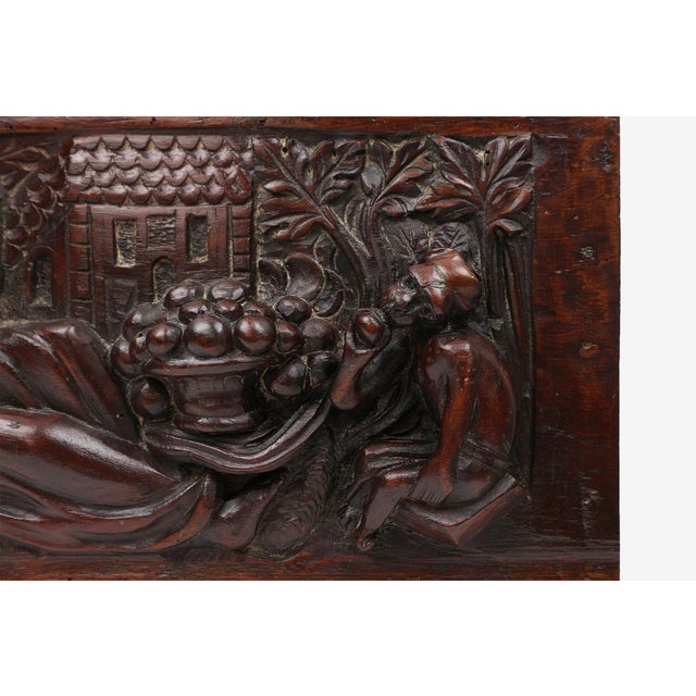 Wood Gothic Hand-Sculpted Panel in Oak, Belgium, 17th Century For Sale - Image 7 of 11