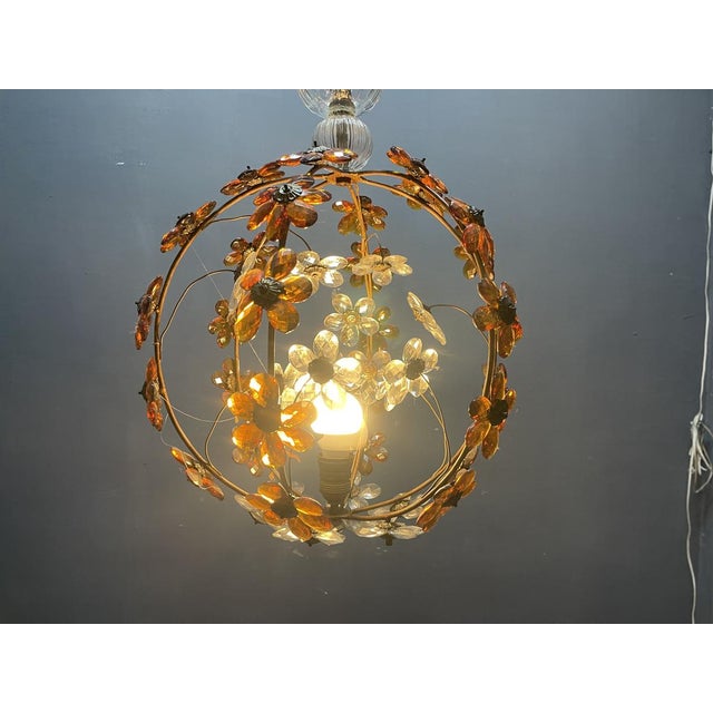 Brown Vintage Pendant with Amber and Transparent Crystals For Sale - Image 8 of 18