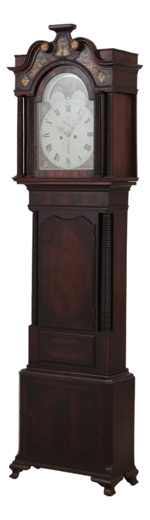 Antique 18th C. English 8 Day Flame Mahogany Grandfather Clock