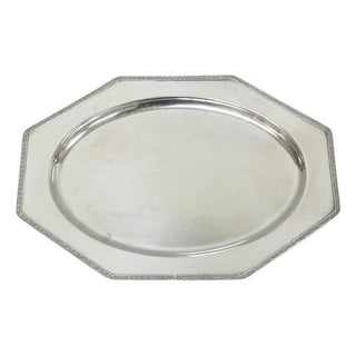 Antique Victorian Andover Sp Co Silver Plated Octagonal Serving Platter Tray For Sale