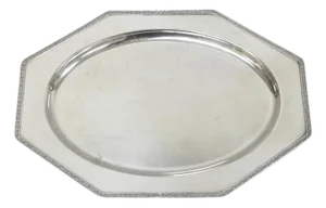 Antique Victorian Andover Sp Co Silver Plated Octagonal Serving Platter Tray
