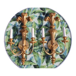 Italian Giltwood Prince of Wales Sconces—A Pair For Sale