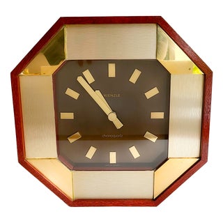 Kienzle Chronoquartz Wall Clock in Teak and Brass from Kienzle International, 1970s For Sale