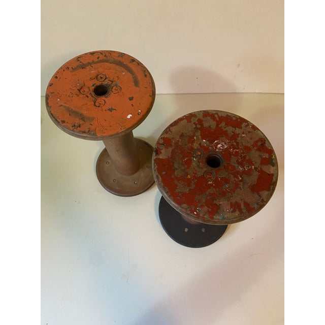 Vintage Industrial Mill Spools - Pair For Sale - Image 4 of 7