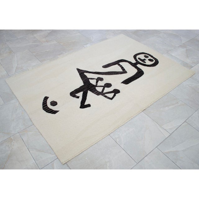 Ivory Paul Klee Unfall Inspired Hand Woven Area Rug New 4′ × 5′10″ For Sale - Image 8 of 13