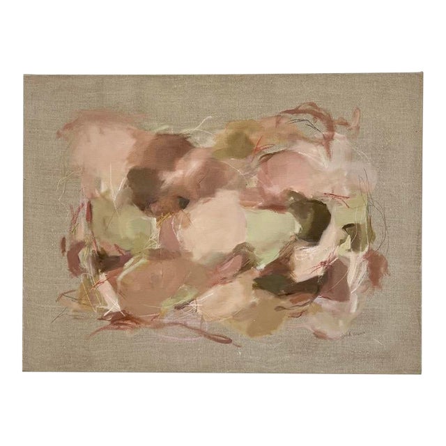 Mauve Abstract on Linen, Original Painting by Virginia Harper For Sale