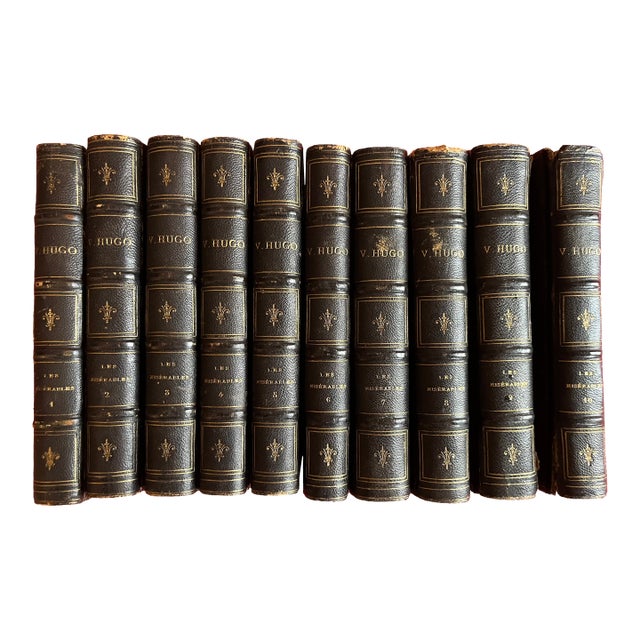 Fine Bindings - Set of Books in French Language - Victor Hugo "Les Miserables 1863 - 10 Volumes For Sale